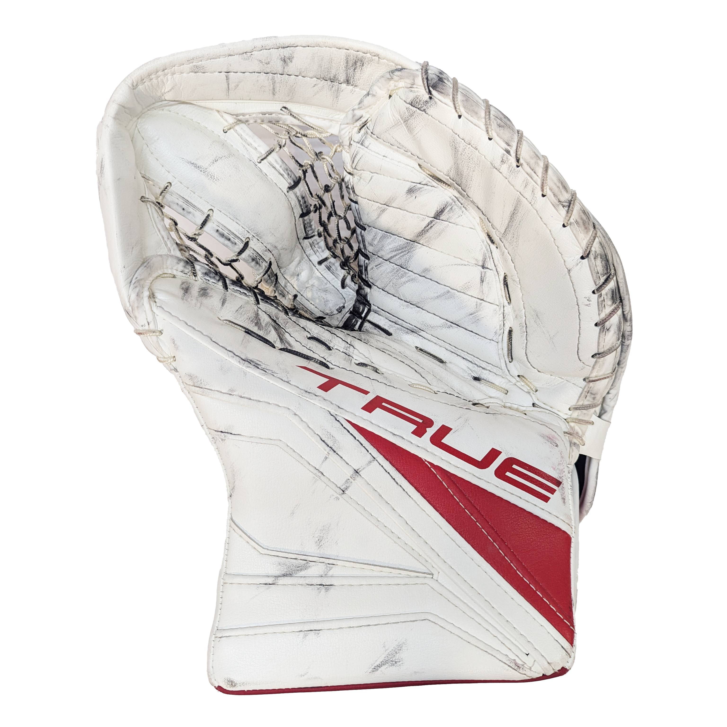 True L12.2 - Gant de gardien de but AHL Pro Stock d'occasion (blanc/rouge)